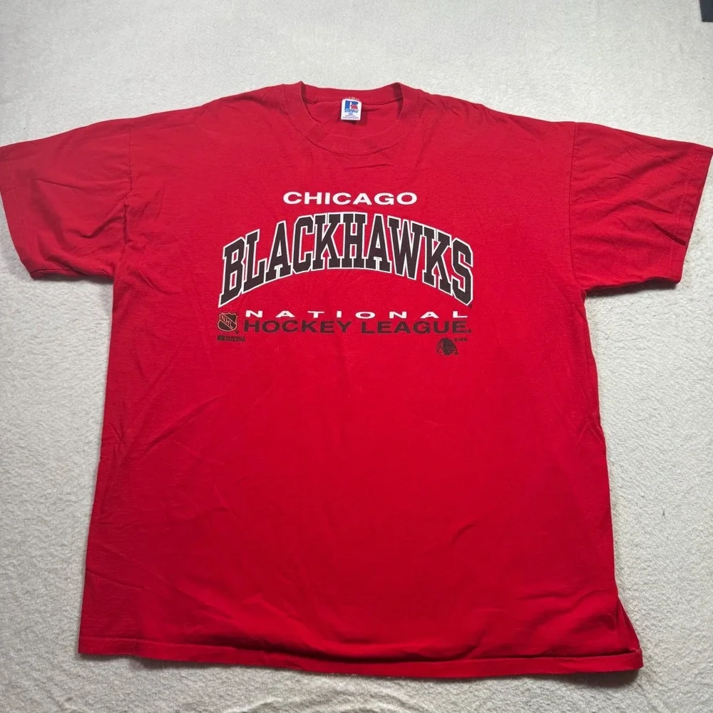 Russell Athletic Chicago Blackhawks T-Shirt Mens XXL Red Vintage 90s NHL‎ USA